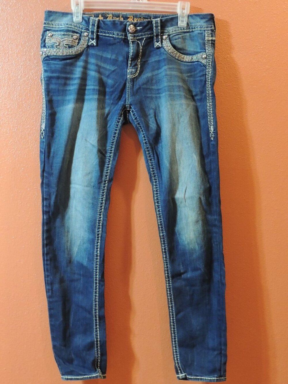 Rock Revival Vaness Skinny Jeans Woman 31 Pockets Blue Denim Jeans
